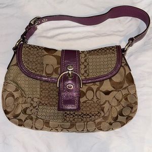 Coach Bag - Poppy SoHo Khaki Purple Signature Bag